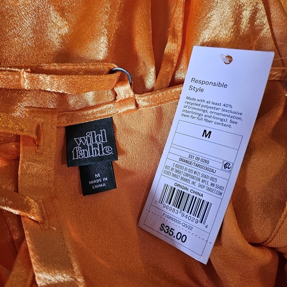 Wild Fable Women's Sleeveless Corset Satin Bodycon Mini Dress in ORANGE - Picture 8 of 9